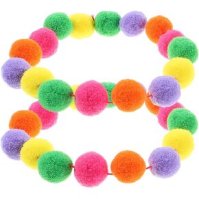 balacoo 8 Pcs Pom Pom Pet Collar - Elastic Plush Ball Cat Collar, Puppy Necklace, Eye-catching Cat Collar for Taking Photos, Walking, Outdoor Sports