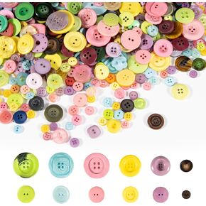 Sukh 700PCS Assorted Buttons for Crafts - Mixed Color Assorted Sizes Round Resin Buttons for Sewing Decorative Bulk Replacement Handmade Ornament DIY Craft Embellishments