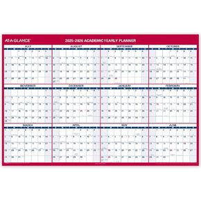 AT-A-GLANCE Erasable Calendar 2025-2026, Dry Erase Wall Planner, 48" x 32", Extra Large, Academic & Regular Year, Double Sided, Horizontal (PM326S28)