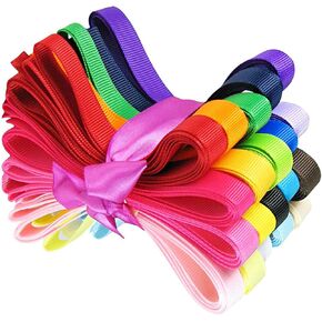 Q-YO Sparkle/Satin/Grosgrain/Autism Ribbon for Hair Bows, Dance, Floral Designs, Wrapping, Sewing... (40 Yards (20x2yards) 3/8" Grosgrain Solid Boutique Ribbons)