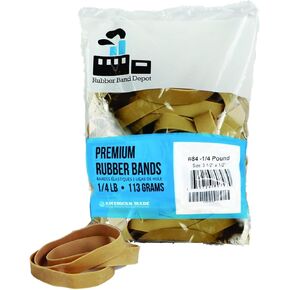 Rubber Bands, Rubber Band Depot, Size #84, Approximately 40 Rubber Bands Per Bag, Rubber Band Measurements: 3-1/2" x 1/2'' - 1/4 Pound Bag