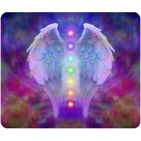 ألعاب Mouse Pad Reiki Angel Wings و Seven Chakras on Soul Contlull Electing Divine Non-Slip Rubber Mouse Pad لأجهزة الكمبيوتر ، الكمبيوتر المحمول ، المكتب ، المستطيل المنزلي 9.5 بوصة × 7.9 بوصة