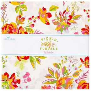 My Mind's Eye Picnic Florals 10"" Stacker 42 10-inch Squares Layer Cake Riley Blake 10-14610-42, Assorted