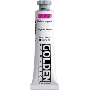 Heavy Body Acrylics by GOLDEN, Medium Magenta, 2 fl. oz. Tube, Professional Acrylic Paint, Opaque