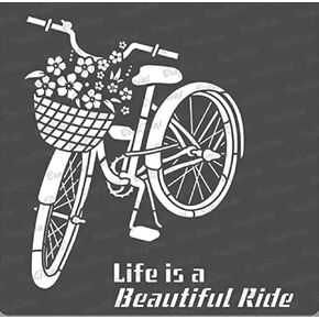CrafTreat Reusable Bicycle Stencils for Painting on Wood, Canvas, Paper, Fabric, Floor, Wall and Tile - Life is a Beautiful Ride - 6x6 Inches - DIY Art and Craft Stencils for Home Decor