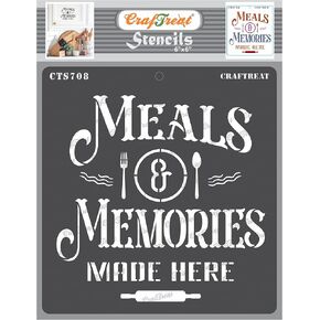 CrafTreat Reusable Kitchen Quote Stencils for Painting on Wood - Meals and Memories - Size: 6X6 Inches - Kitchen Stencils for Painting on Canvas - Stencil Kitchen Words