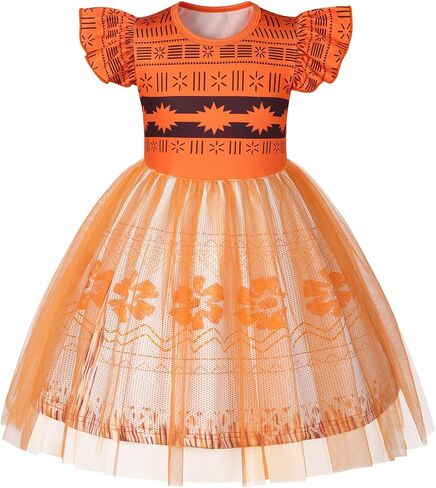 Henzworld Girls Princess Dress Up Kids Short Flutter Sleeve Tulle Tulle Dress Toddler Asseme Assime Adhitible Party Gover in Kuwait