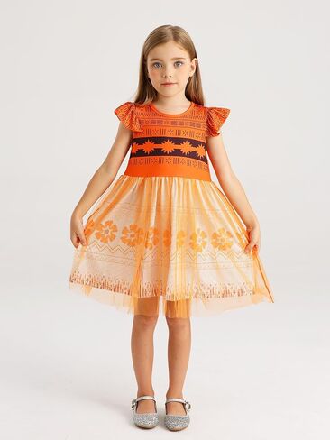 Henzworld Girls Princess Dress Up Kids Short Flutter Sleeve Tulle Tulle Dress Toddler Asseme Assime Adhitible Party Gover in Kuwait