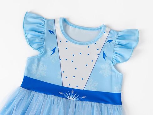 HenzWorld Girls Princess Dress up Kids Short Flutter Sleeve Tulle Dress Toddler Costume Theme Birthday Party Gift Outfits in Kuwait