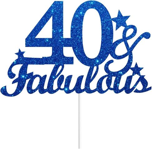 40 & Fabulous Cake Toppers Blue Glitter ، Happy 40th Cake Cake Topper Heaits to 40 year Bay Decoration ، Forty and Fabulous Cake Decorations for 40 عيد ميلاد حفلة in Kuwait