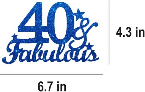 40 & Fabulous Cake Toppers Blue Glitter ، Happy 40th Cake Cake Topper Heaits to 40 year Bay Decoration ، Forty and Fabulous Cake Decorations for 40 عيد ميلاد حفلة in Kuwait