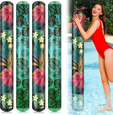 Karenhi 4 Pcs 50 Inch Jumbo Pool Noodle with Palm Leaves Hawaii Tropical Inflatable Floats for Adult Water Game Beach Decor(Palm Leaf) in Saudi Arabia