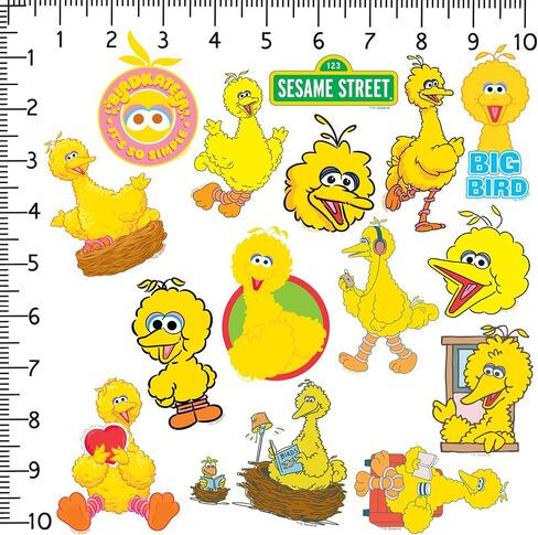 Sesame Street Big Bird 50ct Vinyl Large Deluxe Stickers Variety Pack - Laptop, Water Bottle, Scrapbooking, Tablet, Skateboard, Indoor/Outdoor - Set of 50 in Saudi Arabia
