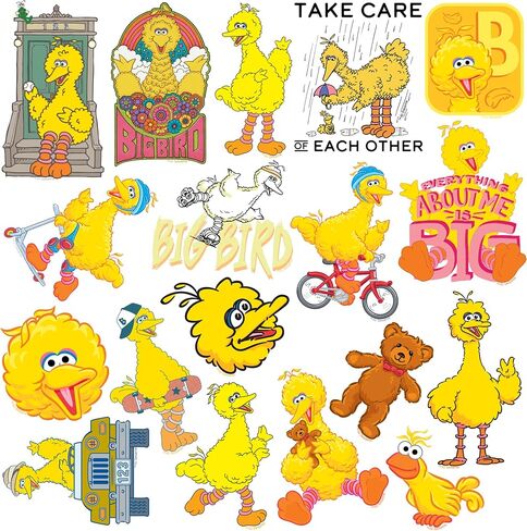 Sesame Street Big Bird 50ct Vinyl Large Deluxe Stickers Variety Pack - Laptop, Water Bottle, Scrapbooking, Tablet, Skateboard, Indoor/Outdoor - Set of 50 in Saudi Arabia