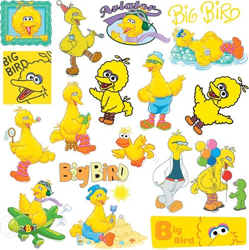 Sesame Street Big Bird 50ct Vinyl Large Deluxe Stickers Variety Pack - Laptop, Water Bottle, Scrapbooking, Tablet, Skateboard, Indoor/Outdoor - Set of 50 in Saudi Arabia