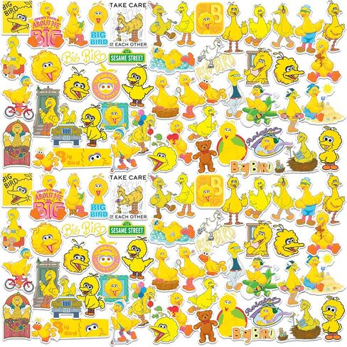 Sesame Street Big Bird 50ct Vinyl Large Deluxe Stickers Variety Pack - Laptop, Water Bottle, Scrapbooking, Tablet, Skateboard, Indoor/Outdoor - Set of 50 in Saudi Arabia
