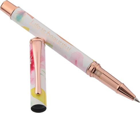 Heartfelt Women's Gel Writing Pen, Rose Gold Metal w/Floral Pink Petals Pastel Watercolor Flower Art Design You've Got This Inspirational Quote, Smooth Black Ink .5mm Fine Point in Kuwait