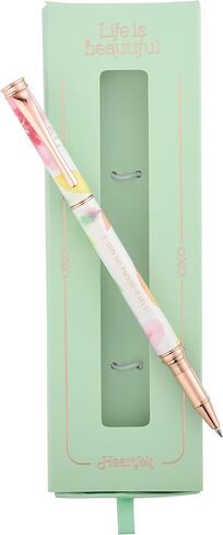 Heartfelt Women's Gel Writing Pen, Rose Gold Metal w/Floral Pink Petals Pastel Watercolor Flower Art Design You've Got This Inspirational Quote, Smooth Black Ink .5mm Fine Point in Kuwait