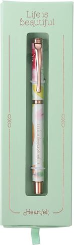 Heartfelt Women's Gel Writing Pen, Rose Gold Metal w/Floral Pink Petals Pastel Watercolor Flower Art Design You've Got This Inspirational Quote, Smooth Black Ink .5mm Fine Point in Kuwait