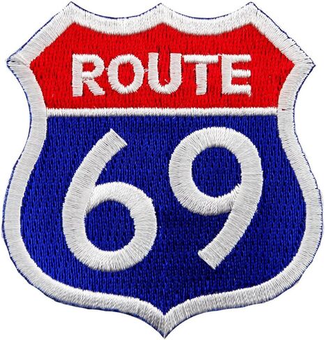 Route 69 Embroidered Patch Iron-On Sexy Highway Road Sign Parody 66 Biker Emblem in Saudi Arabia
