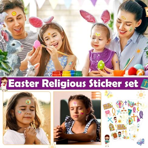 Jetec 1600 PCS عيد الفصح الديني الذي يعيش ملصقات مسيحية للأطفال متنوعة ملصقات يسوع عبر الشارات الفراشة للكتاب المقدس لصالح كنيسة عيد الفصح في فصل الفصول الدراسية (ريفي) in Kuwait