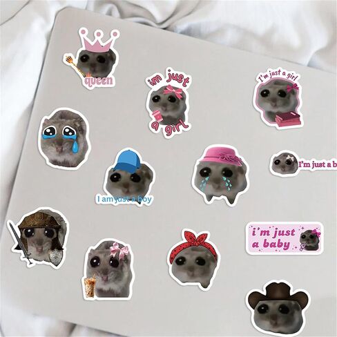 56Pcs I'm Just a Girl Sticker Funny Hamster Meme Sad Cute Stickers for Kids,Aesthetic Waterproof Vinyl Sticker for Laptop Water Bottle Scrapbook Cute Animal Decal Gifts for Girl Teen (Sad Meme) in Saudi Arabia