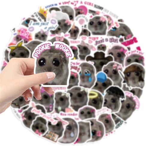 56Pcs I'm Just a Girl Sticker Funny Hamster Meme Sad Cute Stickers for Kids,Aesthetic Waterproof Vinyl Sticker for Laptop Water Bottle Scrapbook Cute Animal Decal Gifts for Girl Teen (Sad Meme) in Saudi Arabia