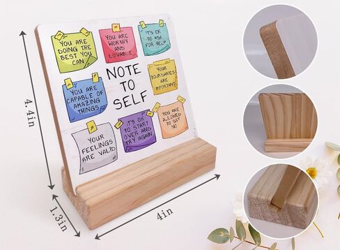 Note to Self Mental Health Wood Plaque with Wooden Stand,Positive Psychology Affirmations Feelings Wooden Plaque Sign Desk Decor for Home Classroom School Therapy Office Table Shelf Decoration in Kuwait