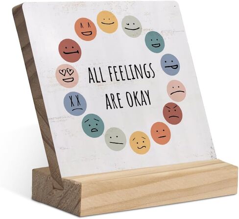 Note to Self Mental Health Wood Plaque with Wooden Stand,Positive Psychology Affirmations Feelings Wooden Plaque Sign Desk Decor for Home Classroom School Therapy Office Table Shelf Decoration in Kuwait
