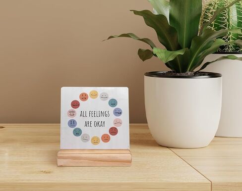 Note to Self Mental Health Wood Plaque with Wooden Stand,Positive Psychology Affirmations Feelings Wooden Plaque Sign Desk Decor for Home Classroom School Therapy Office Table Shelf Decoration in Kuwait