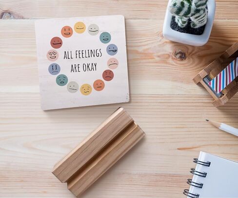 Note to Self Mental Health Wood Plaque with Wooden Stand,Positive Psychology Affirmations Feelings Wooden Plaque Sign Desk Decor for Home Classroom School Therapy Office Table Shelf Decoration in Kuwait