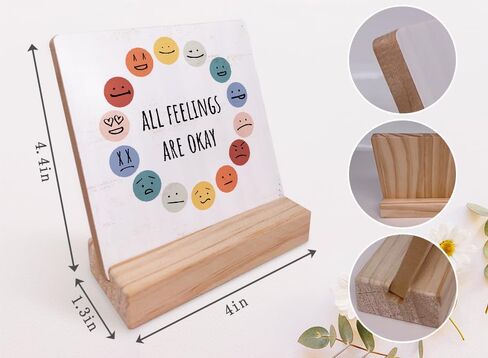 Note to Self Mental Health Wood Plaque with Wooden Stand,Positive Psychology Affirmations Feelings Wooden Plaque Sign Desk Decor for Home Classroom School Therapy Office Table Shelf Decoration in Kuwait