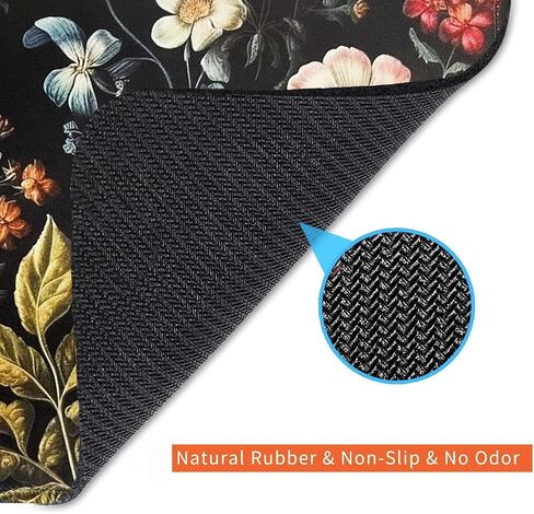 Dark Cottagecore Flowers Square Mouse Pad with Non-Slip Rubber Base, Washable Mousepad Lycra Cloth Stitched Edge 9.5 x 7.9 Inch, Desk Accessories in Saudi Arabia