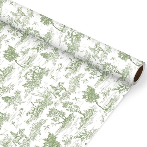 JarThenaAMCS Classic French Village Printed Wrapping Paper Roll 17 In x 32.8Ft White Blue Rustic Rural Scenery Gift Wrap Paper Decorative Art Paper for Birthday Gift Packing Supplies in Saudi Arabia