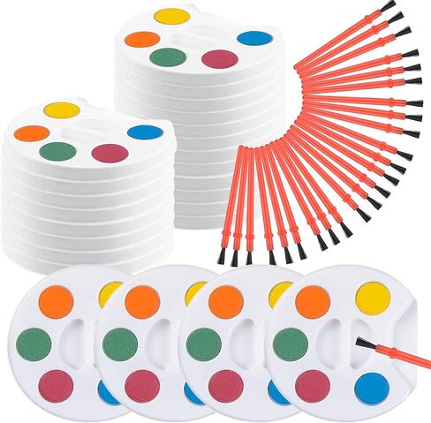 Mini Watercolor Paint Set, Pack of 24, Bulk Paint Palette, 5 Color Mini Paint Set Kit with Brushes, Art Party Favors for Kids 3-5 Boys & Girls, Educational Paint Party Favors for Party in Kuwait