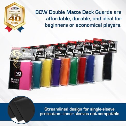 BCW Deck Guard - Double Matte Grey Card Sleeves | Acid-Free, Archival-Safe, No PVC | Anti-Glare Matte Finish | Fits Standard 2½" x 3½" Game Cards | Durable Deck Protector Sleeves | 50 Ct in Saudi Arabia