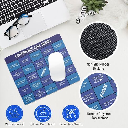 Fun and Functional Conference Call Bingo Mouse Pad - Perfect Office Gift for Co-Workers - Spice Up Virtual Meetings with Humor and Efficiency (Pink) in Saudi Arabia