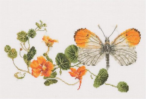 Thea Gouverneur - Cross Cross Stitch Kit - Butterfly -Honeysuckle - Aida Black - 18 Count - مجموعة تطريز للبالغين - مؤشرات ترابط التطريز DMC وغيرها من مستلزمات الغرز المتقاطعة - 439.05 in Kuwait