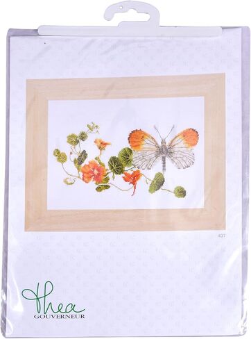 Thea Gouverneur - Cross Cross Stitch Kit - Butterfly -Honeysuckle - Aida Black - 18 Count - مجموعة تطريز للبالغين - مؤشرات ترابط التطريز DMC وغيرها من مستلزمات الغرز المتقاطعة - 439.05 in Kuwait