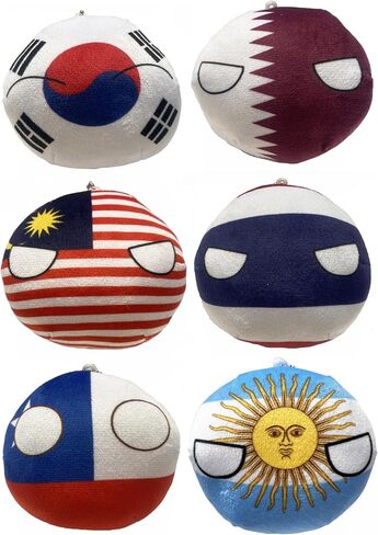 6PC Countryballs Plushies - Soft & Educational National Character Toys. Your Collection of Countryball and Polandball Plushies. (7ZA-NZ-CZ-NK-ES-PK) in Kuwait