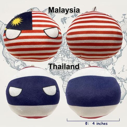 6PC Countryballs Plushies - Soft & Educational National Character Toys. Your Collection of Countryball and Polandball Plushies. (7ZA-NZ-CZ-NK-ES-PK) in Kuwait