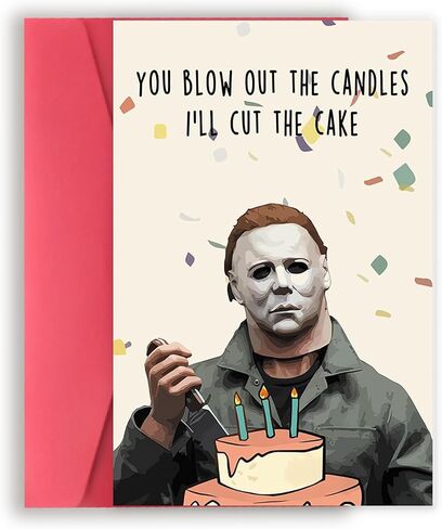 Creepy Michael Myers Birthday Card, Funny Horror Movies Killer Bday Greeting Card, Happy Halloween Birthday Gifts Cards, Mike Myers Birthday Decorations, You Blow Out The Candle in Kuwait