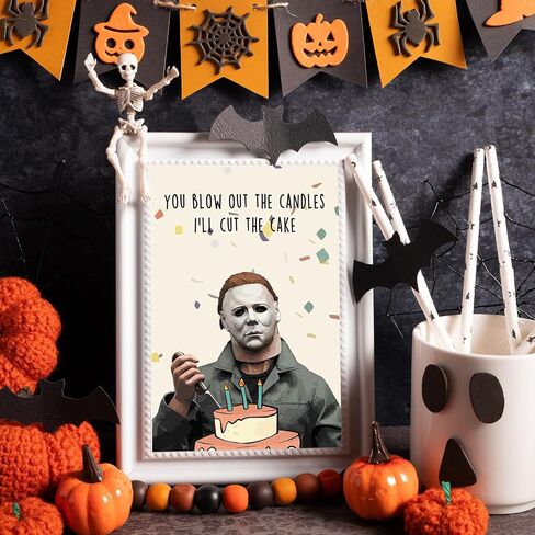 Creepy Michael Myers Birthday Card, Funny Horror Movies Killer Bday Greeting Card, Happy Halloween Birthday Gifts Cards, Mike Myers Birthday Decorations, You Blow Out The Candle in Kuwait