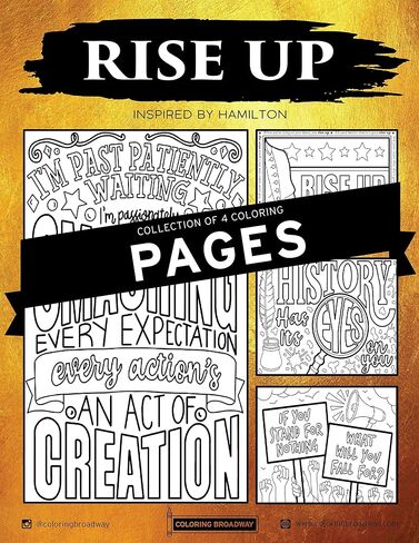 Coloring Broadway - Hamilton Inspired Coloring Pages (Set of 4), Rise Up Collection, Hamilton Musical Merchandise, Printed on Matte Card Stock (8 1/2" x 11"), Ideal Gift for Broadway Theater Lover in Kuwait