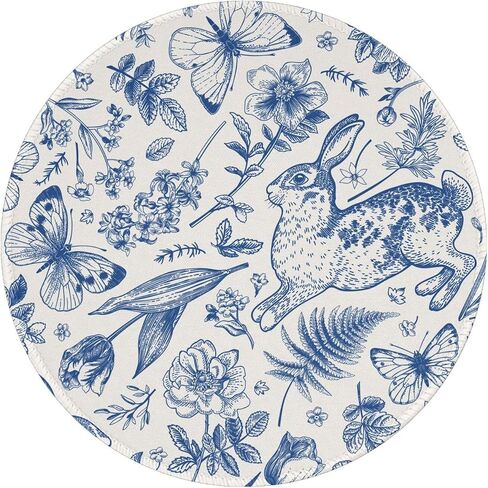 Blue Floral Round Mouse Pad Small Gaming Mousepad Desk Mat Stitched Edges 8 X 8 Inch for Home Office in Saudi Arabia