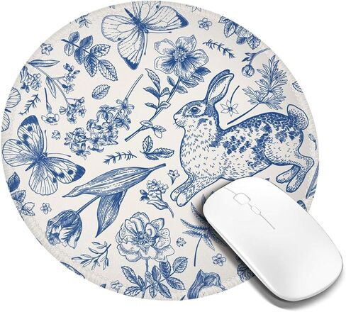 Blue Floral Round Mouse Pad Small Gaming Mousepad Desk Mat Stitched Edges 8 X 8 Inch for Home Office in Saudi Arabia