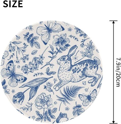 Blue Floral Round Mouse Pad Small Gaming Mousepad Desk Mat Stitched Edges 8 X 8 Inch for Home Office in Saudi Arabia