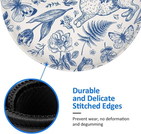 Blue Floral Round Mouse Pad Small Gaming Mousepad Desk Mat Stitched Edges 8 X 8 Inch for Home Office in Saudi Arabia
