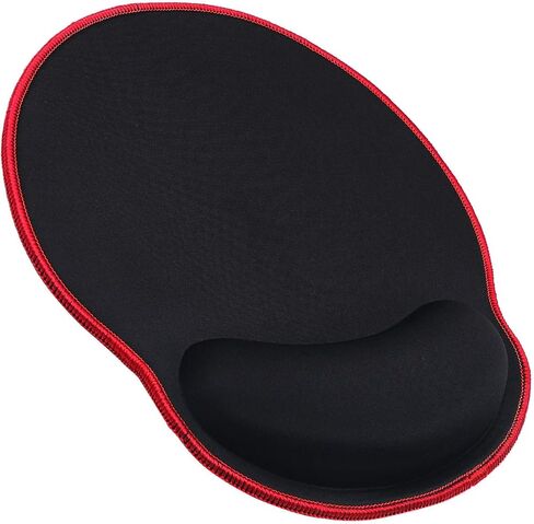 Meffort Inc Mouse Pad with Wrist Rest Support & Stitched Edges, Durable Ergonomic Gaming Mousepad - Black with Red Edges in Saudi Arabia