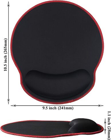 Meffort Inc Mouse Pad with Wrist Rest Support & Stitched Edges, Durable Ergonomic Gaming Mousepad - Black with Red Edges in Saudi Arabia